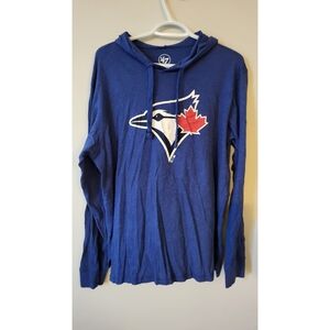 Blue Hoodie with Bird and Leaf Logo